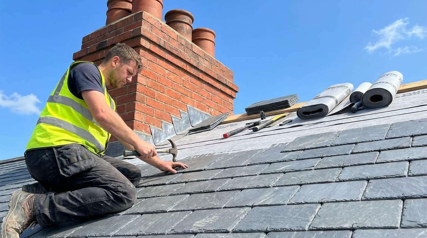 Slate roof installation